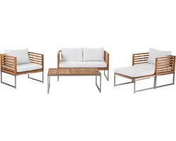 Beliani BERMUDA - Loungeset voor 4 - Lichte houtkleur - Acaciahout