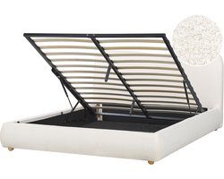 BELIANI BLAGNAC - Bed met opbergruimte - Gebroken wit - 160 x 200 cm - Bouclé