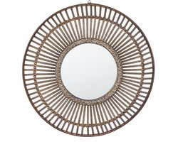 BELIANI BLASITO - Wandspiegel - Donkere houtkleur - Bamboehout