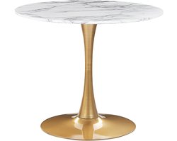 BELIANI BOCA - Ronde eettafel - Wit/Goud - 90 cm - MDF