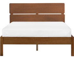 BELIANI BOISSET - Bed met LED - Donkerbruin - 140 x 200 cm - Rubberhout