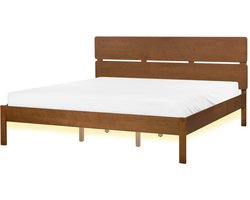BELIANI BOISSET - Bed met LED - Donkerbruin - 180 x 200 cm - Rubberhout
