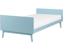 BELIANI BONNAC - Eenpersoonsbed - Lichtblauw - 90 x 200 cm - Dennenhout