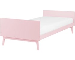 BELIANI BONNAC - Eenpersoonsbed - Pastelroze - 90 x 200 cm - Dennenhout