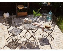 Beliani BORMIO - Tuintafel - Zwart - IJzer