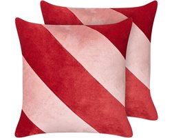 BELIANI BORONIA - Sierkussen set van 2 - Rood/Roze - 45 x 45 cm - Fluweel