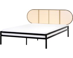 BELIANI BOULIN - Tweepersoonsbed - Zwart - 140 x 200 cm - PE rotan