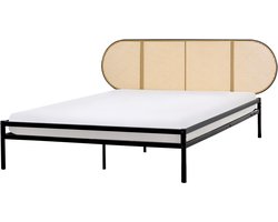 BELIANI BOULIN - Tweepersoonsbed - Zwart - 160 x 200 cm - PE rotan
