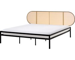BELIANI BOULIN - Tweepersoonsbed - Zwart - 180 x 200 cm - PE rotan