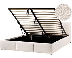 BELIANI BOUSSE - Bed met opbergruimte - Off-white - 160 x 200 cm - Bouclé