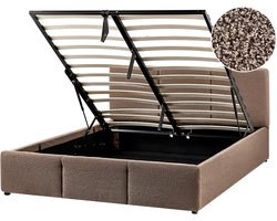 BELIANI BOUSSE - Bed met opbergruimte - Taupe - 140 x 200 cm - Bouclé