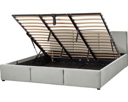 BELIANI BOUSSE - Tweepersoons boxspring - Lichtgrijs - 180 x 200 cm - Fluweel