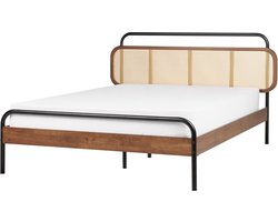 BELIANI BOUSSICOURT - Tweepersoonsbed - Bruin - 140 x 200 cm - Rubberhout