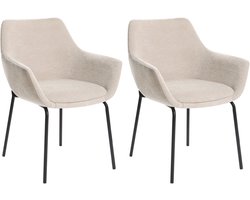 BELIANI BOWDON - Eetkamerstoel set van 2 - Beige - Chenille
