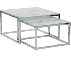 BELIANI BREA - Salontafel - Wit marmer - Veiligheidsglas