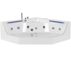 BELIANI CACERES - Hoekbad whirlpool - Wit - 150 x 211 cm - Acryl