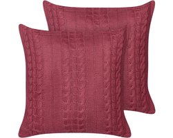 BELIANI CADETIA - Sierkussen set van 2 - Bordeaux - 45 x 45 cm - Katoen
