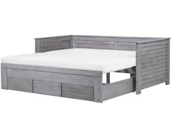 BELIANI CAHORS - Onderschuifbed - Grijs - 90 x 200 cm - Rubberhout