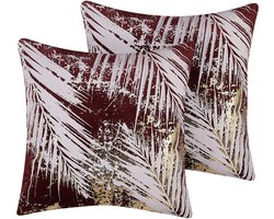 BELIANI CALLA - Sierkussen set van 2 - Bordeaux - 45 x 45 cm - Fluweel