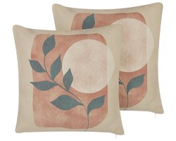 BELIANI CALLIOPSIS - Sierkussen set van 2 - Beige - 45 x 45 cm - Polyester