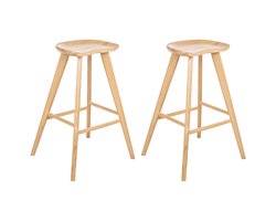 BELIANI CANDO - Barkruk set van 2 - Lichtbruin - Rubberhout