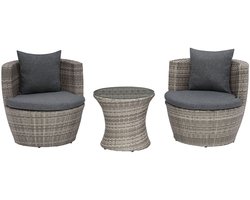 BELIANI CAPRI - Bistroset voor 2 - Donkergrijs - PE rotan