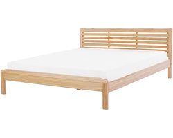 BELIANI CARNAC - Tweepersoonsbed - Lichtbruin - 180 x 200 cm - Rubberhout