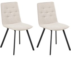 BELIANI CARVER - Eetkamerstoel set van 2 - Lichtbeige - Stof