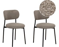 BELIANI CASEY - Eetkamerstoelen set van 2 - Taupe - Bouclé