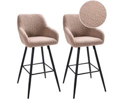 BELIANI CASMALIA - Barkruk set van 2 - Taupe - Bouclé