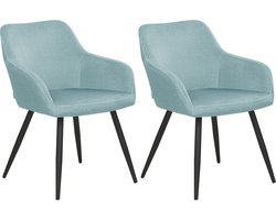 BELIANI CASMALIA - Eetkamerstoel set van 2 - Lichtblauw - Fluweel