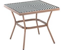 BELIANI CASPRI - Tuintafel - Wit/Zwart - 80 x 80 cm - PE rotan