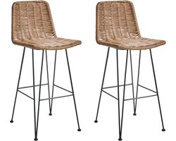BELIANI CASSITA - Barkruk set van 2 - Bruin - Rotan