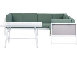 BELIANI CASTELLA - Loungeset voor 6 - Wit/Groen - Aluminium