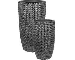 BELIANI CEDRUS - Bloempot set van 2 - Zwart - PE rotan