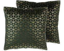 BELIANI CELOSIA - Sierkussen set van 2 - Donkergroen - 45 x 45 cm - Fluweel