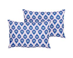 BELIANI CERIANA - Tuinkussen set van 2 - Blauw/Roze - 40 x 60 cm - Polyester