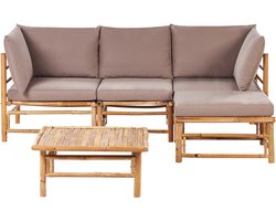 BELIANI CERRETO - Loungeset 4-zits hoekbank - Taupe - Bamboehout