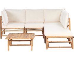BELIANI CERRETO - Loungeset 5-zits hoekbank - Gebroken wit - Bamboehout