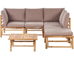 BELIANI CERRETO - Loungeset 5-zits hoekbank - Taupe - Bamboehout