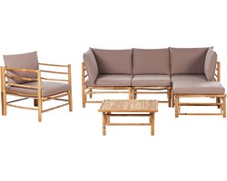 BELIANI CERRETO - Loungeset 5-zits met fauteuil - Taupe - Bamboehout