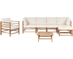 BELIANI CERRETO - Loungeset 6-zits - Gebroken wit - Bamboehout