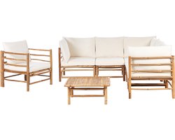 BELIANI CERRETO - Loungeset 6-zits hoekbank - Gebroken wit - Bamboehout