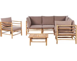 BELIANI CERRETO - Loungeset 6-zits hoekbank - Taupe - Bamboehout