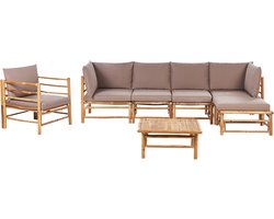 BELIANI CERRETO - Loungeset 6-zits - Taupe - Bamboehout