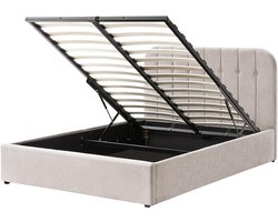 BELIANI CHALLANS - Bed met opbergruimte - Taupe - 140 x 200 cm - Polyester