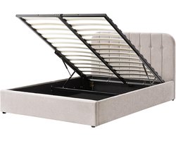 BELIANI CHALLANS - Bed met opbergruimte - Taupe - 160 x 200 cm - Polyester