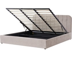BELIANI CHALLANS - Bed met opbergruimte - Taupe - 180 x 200 cm - Polyester