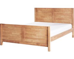 BELIANI CHAMPAGNAT - Tweepersoonsbed - Lichtbruin - 140 x 200 cm - Rubberhout