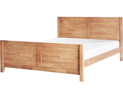 BELIANI CHAMPAGNAT - Tweepersoonsbed - Lichtbruin - 160 x 200 cm - Rubberhout